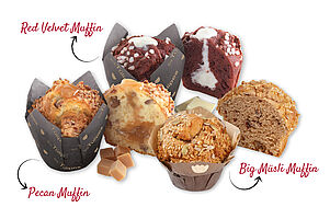 Red Velvet Tulip Muffin, Müsli Big Muffin & Pecan Tulip Muffin